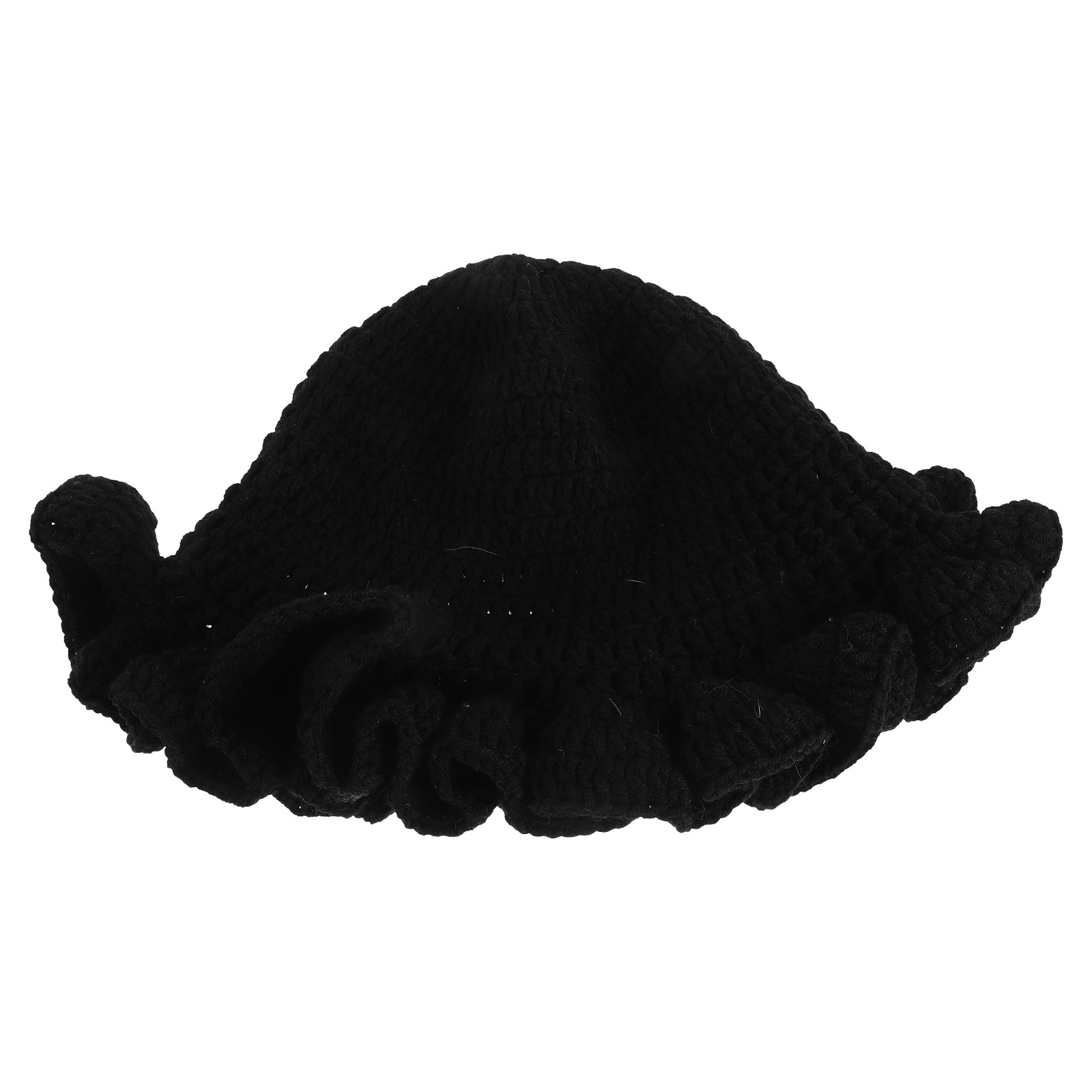 Travel Accessories Present - Handmade Crochet Hat Black Foldable Knit
