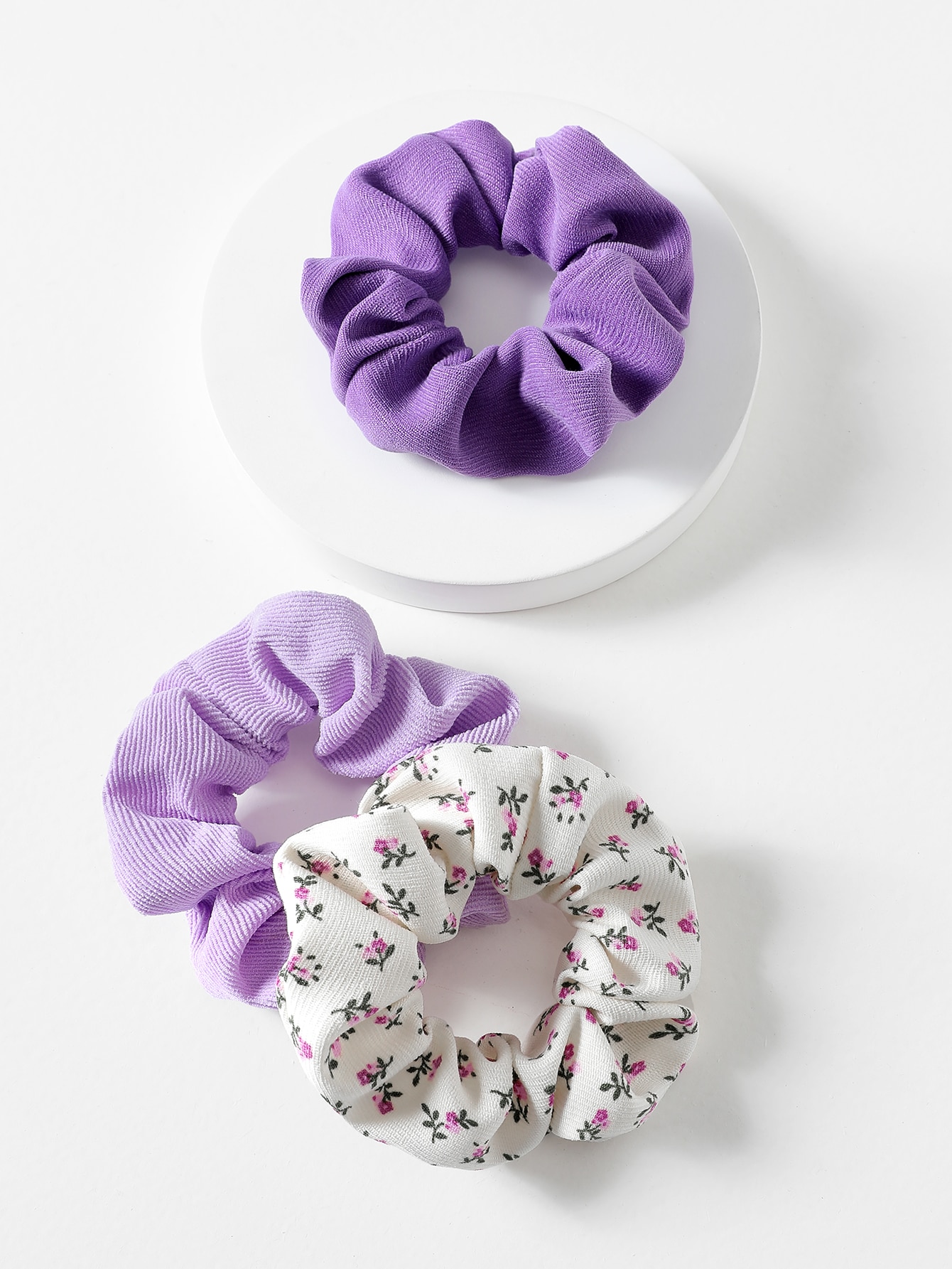 Travel Accessories Present - 4pcs French Scrunchies, Chiffon Lace Bow
