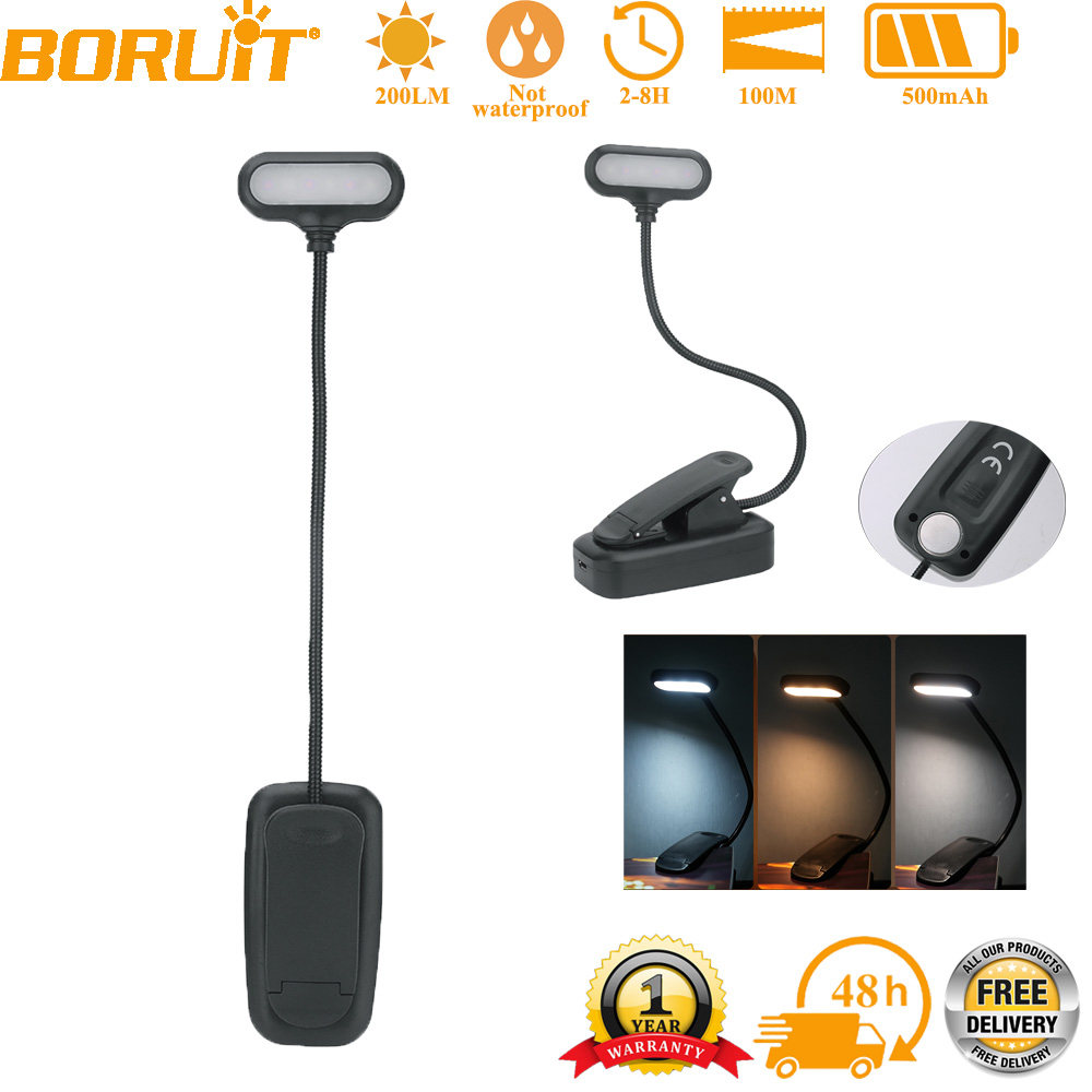 Book Light Flexible - BORUiT Rechargeable Book Reading Light 6