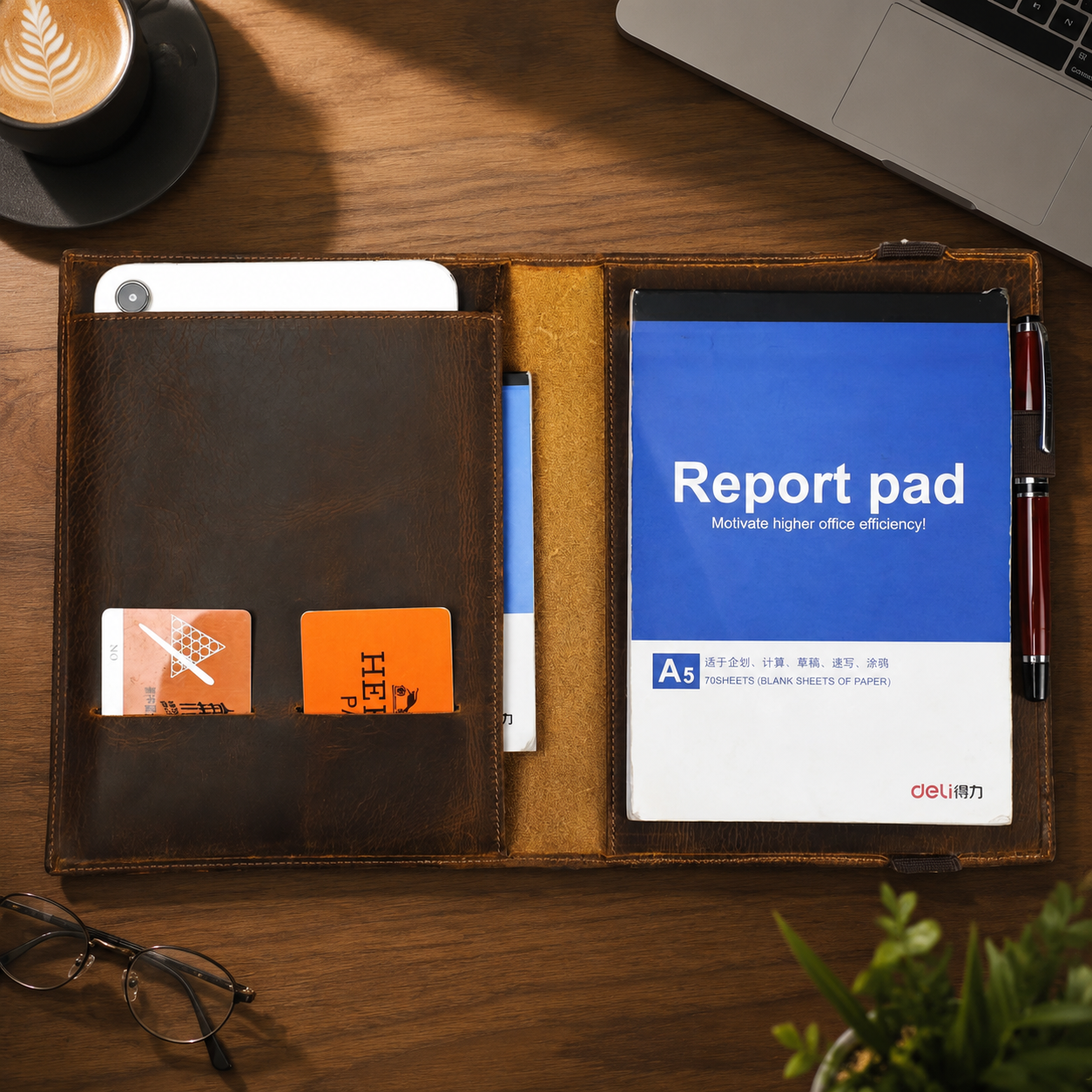 Travel Journal Accessories - Vintage Crazy Horse Leather Portfolio –