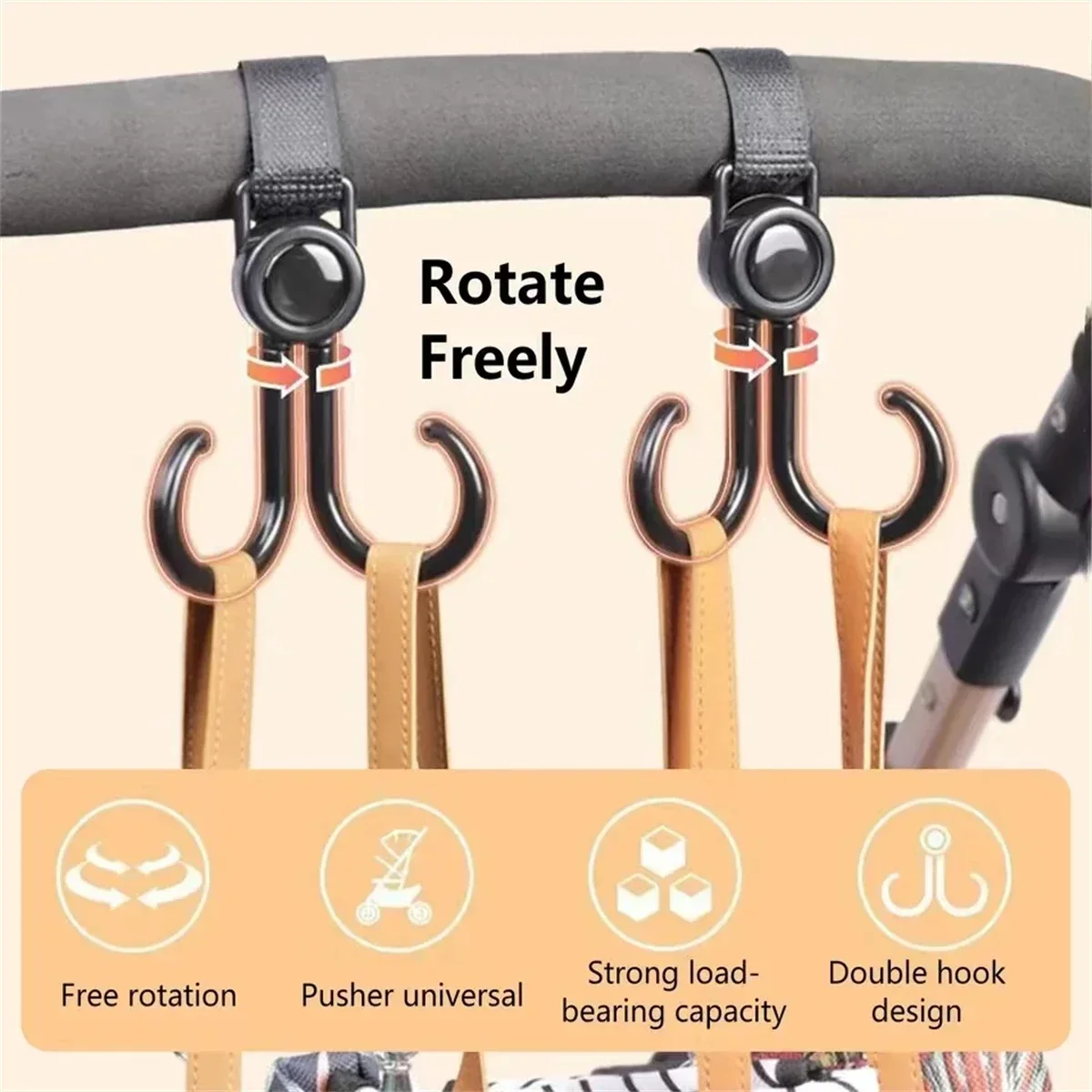 Rotatable Double Hooks Baby St - Travel Accessories Baby incelemesi ve fiyatı