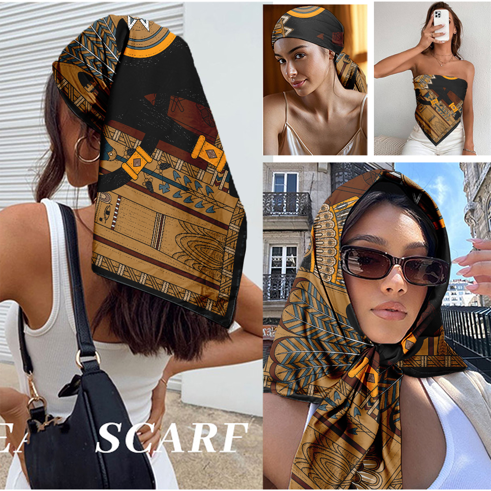 Vintage Print Satin Scarf 90cm - Travel Accessories Neck incelemesi ve fiyatı